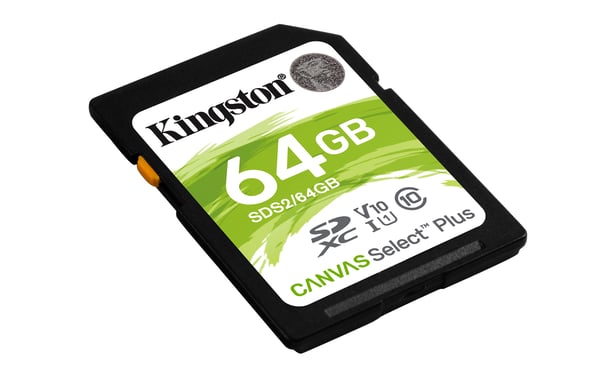 Kingston Technology Tarjeta SDXC Canvas Select Plus 100R C10 UHS-I U1 V10 de 64 GB