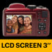 KODAK Pixpro Astro Zoom AZ255 + scheda di memoria SD da 32 GB - Fotocamera digitale bridge da 16 MP, zoom 25X, video HD 1080p, grandangolo 24 mm, LCD 3'', batteria AA - Rosso