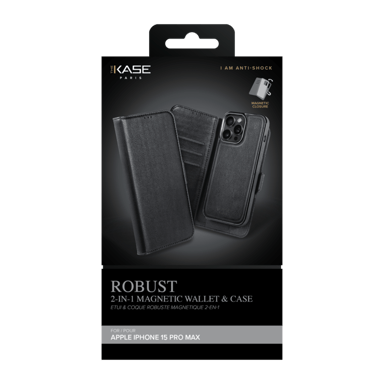 Robusta funda y carcasa magnética 2 en 1 para Apple iPhone 15 Pro Max, negro ónix
