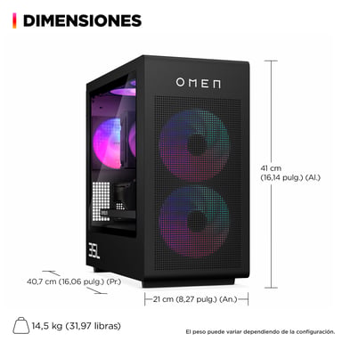 HP OMEN 35L Gaming Desktop GT16-0056ns PC Intel® Core™ i7 i7-14700F 16 Go DDR5-SDRAM 1 To SSD NVIDIA GeForce RTX 5060 Ti DOS gratuit Tower AI PC Noir