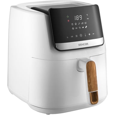 Friteuse à air chaud Sencor Vita SFR 6551WH-EUE3 6,5 L 1600 W Blanc avec touches bois, écran LED tactile, 10 programmes, minuteur 60 min