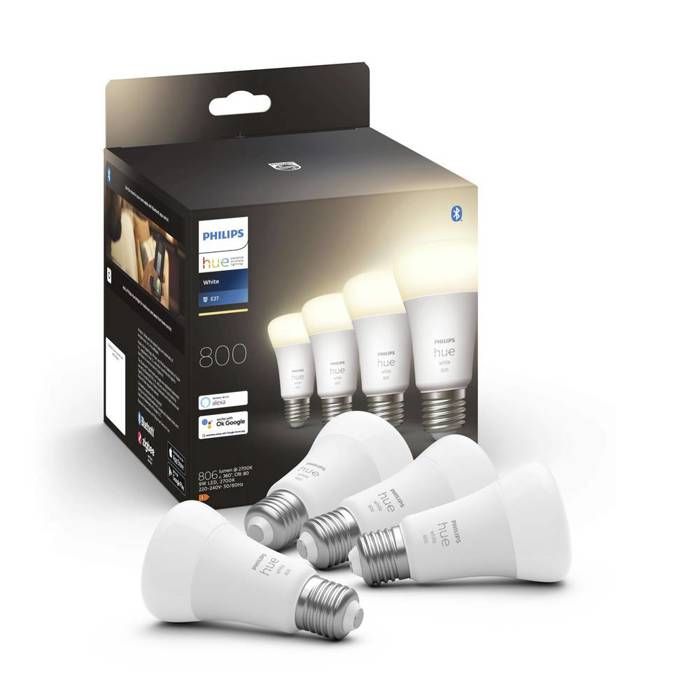 Philips Hue ampoule LED connectée E27 équivalent 800 lumen compatible Bluetooth Pack de 4 - vue 2