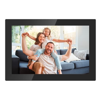 AGFA PHOTO Cadre Photo Connecté Realiview APF1000 Wi-Fi 10'' LCD Ecran en Verre - Affichage Photos/Vidéos, Horloge, Météo, Rotation Auto, Mémoire 32Go, Appli FRAMEO iOS/Android Incluse - Noir