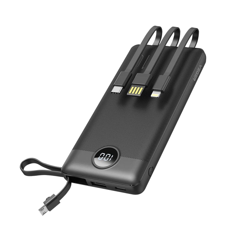 Batterie Externe 10000mAh Câbles Apple Lightning USB C et Micro USB Neuf