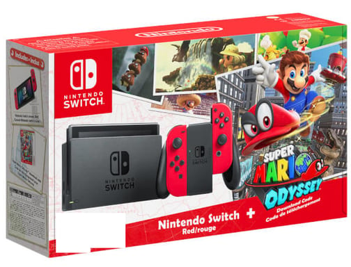 Switch & Super Mario Odyssey - Console de jeux portables 15,8 cm (6.2'') 32 Go Écran tactile Wifi Gris, Rouge