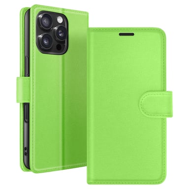 Zanaé Funda tipo cartera para iPhone 16 Pro con soporte y lengüeta magnética Verde