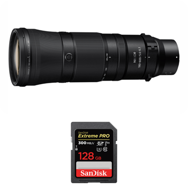 Objetivo Nikon Z 180-600mm F5.6-6.3 VR + 1 SanDisk 128GB Extreme PRO UHS-II + Ebook ''20 consejos para fotos que impactan''