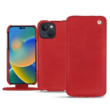 Housse cuir Apple iPhone 14 - Rabat vertical - Rouge - Cuir lisse premium