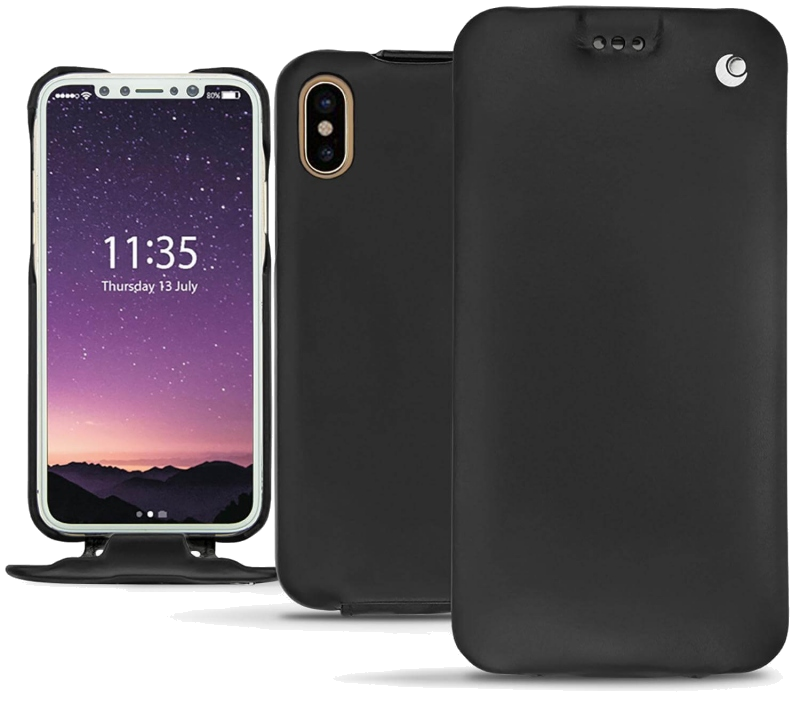 Housse cuir Apple iPhone X - Rabat verticalNoir