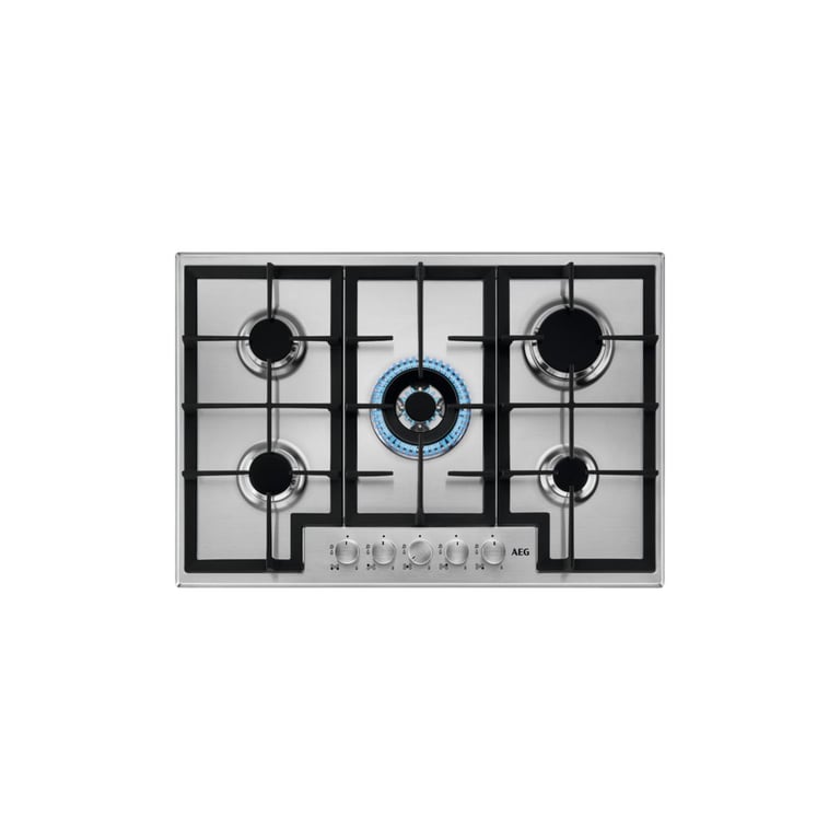 Plaque De Cuisson À Gaz AEG HGB75400SM – 75 cm, 5 Brûleurs, Acier Inox