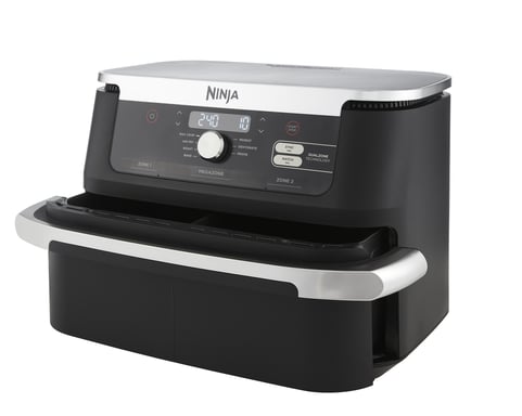Ninja AF500EU Dual Fryer 10,4 L Stand-Alone 2470 W Friggitrice ad aria calda Nero, acciaio inox