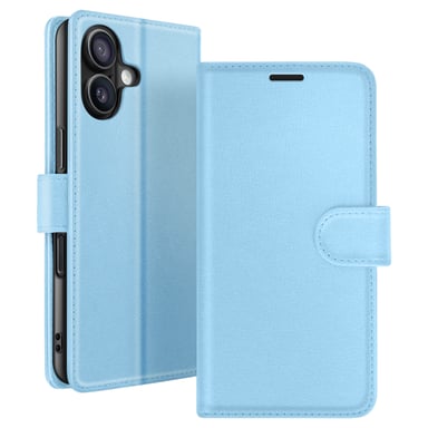 Zanaé Funda tipo cartera para iPhone 16 con soporte y lengüeta magnética Azul Claro