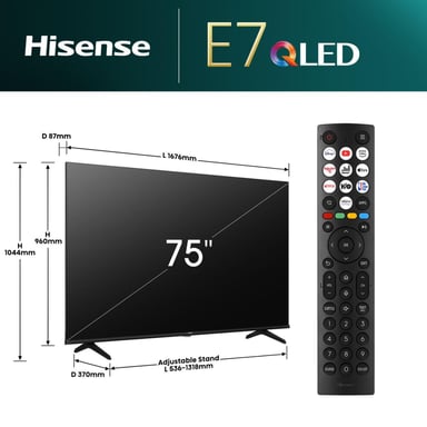 Hisense His 75E77NQ ( cm ( Zoll)) 190,5 cm (75'') 4K Ultra HD Smart TV Wifi Negro 350 cd / m²