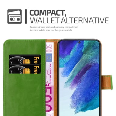 Coque pour Samsung Galaxy S22 en VERT PRÈ Housse de protection Étui avec fermeture magnétique, fonction de support et compartiment pour carte