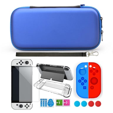 Funda con 9 accesorios para Nintendo Switch OLED, Azul Blue