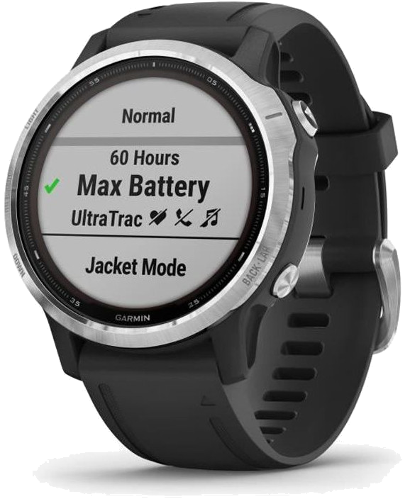 GARMIN fenix 6S Solar Montre connectée, Silver avec bracelet noir