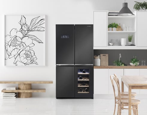 Schneider SCMDWC605NF-DXE - Réfrigérateur Multiportes 606L Dark Inox