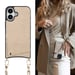 Selencia Coque de télephone Nova Croco avec cordon et porte-cartes pour Apple iPhone 16 - Beige