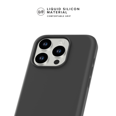 Coque antichoc en gel de silicone doux pour Apple iPhone 15 Pro, Noir satin