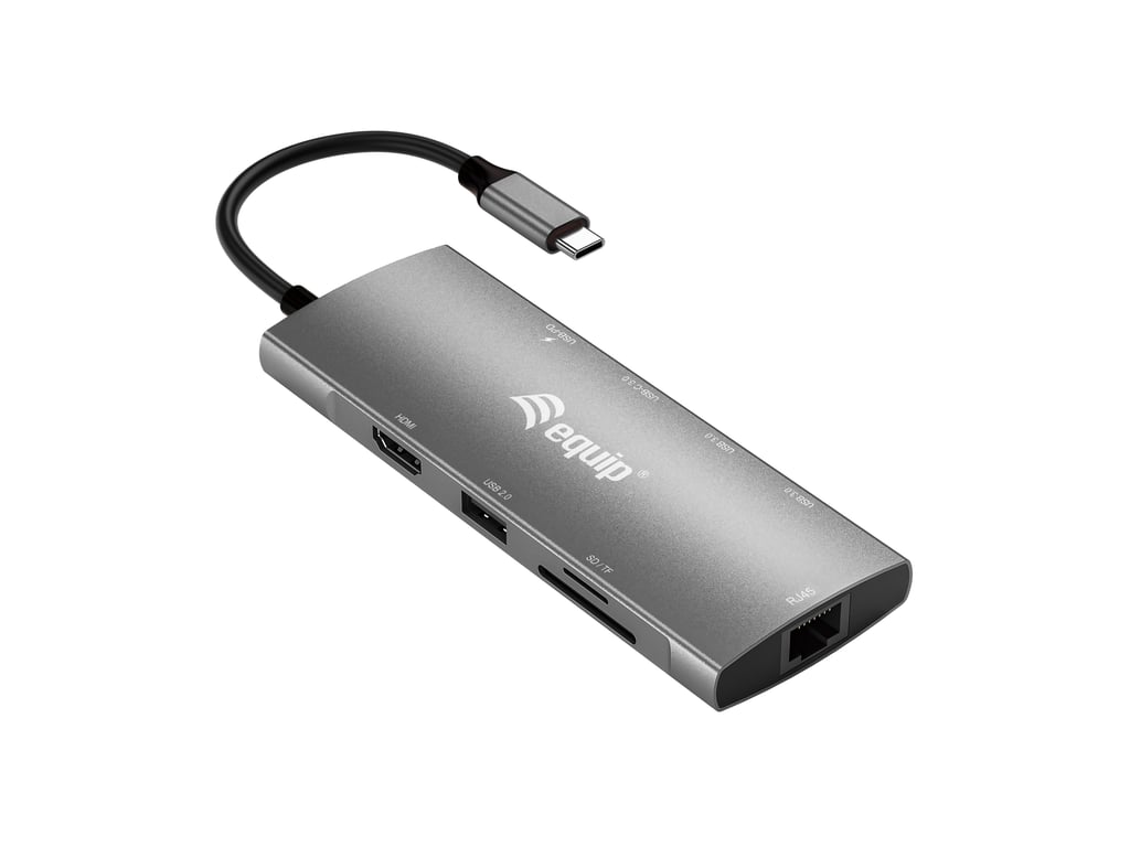 Equip Adaptateur multifonctionnel USB C 9 en 1 HDMI 4K60Hz Gigabit LAN USB 3.2 GEN1 SDTF USB PD Neuf