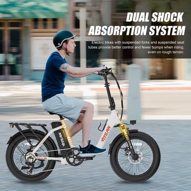VITILAN U3 Bicicletta elettrica per adulti 20 pollici Fat Tire Ebikes Bicicletta elettrica pieghevole 750W, 48V 13Ah Step Thru E-Bike 7 velocità - Bianco