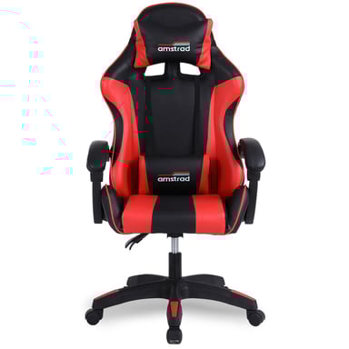 Amstrad AMS-800-RED Fauteuil / Chaise de bureau Gamer coloris noir & rouge - coussin lombaire