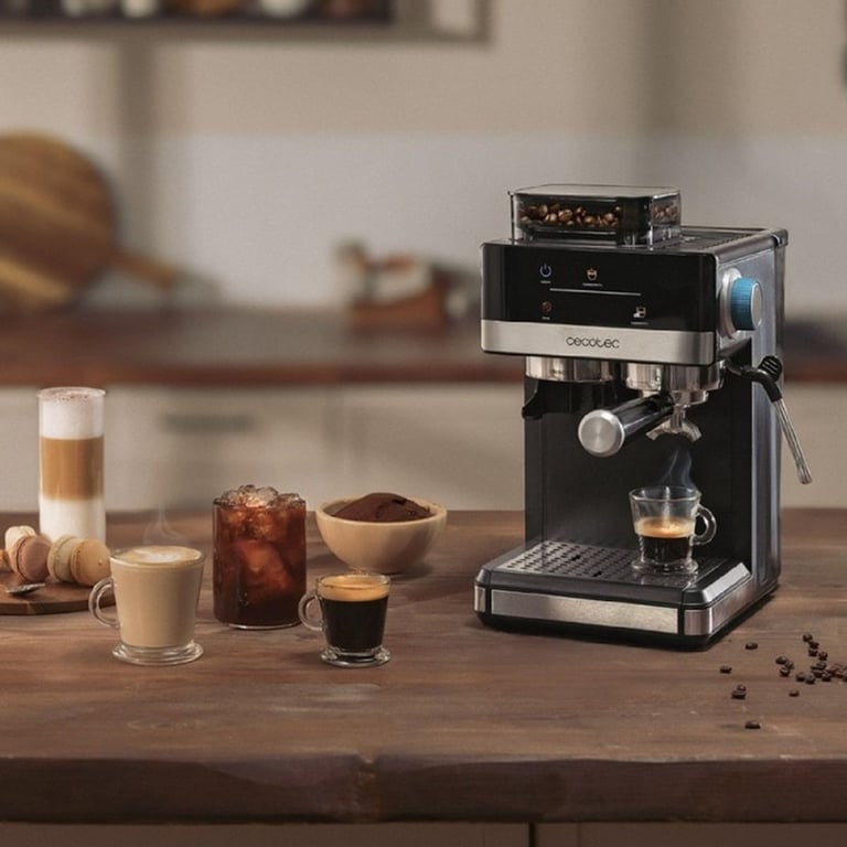 Cecotec Cafetière Express Power Espresso 20 Grind. 1 20 bars café avec vapeur 2 tasses écran tactile moulin réservoir de café 150 g et 1 7 eau mousse thermoblock sécurité - vue 4
