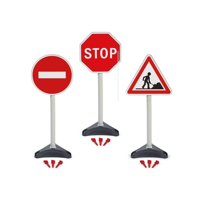 Panels de signalisation Ecoiffier Tp 476 3 panneaux de circulation pour jeu d'imitation Roadworks Neuf