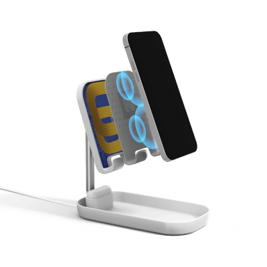 KODAK Support de charge pour téléphone portable - Chargement sans fil Qi (10W) avec hauteur réglable et support de téléphone portable - Blanc