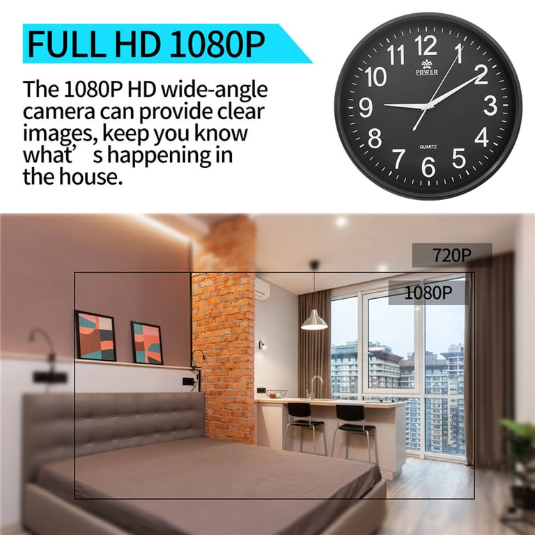 Horloge Murale Caméra Espion WiFi FHD 1080P Vidéosurveillance Android iOs  YONIS - Yonis