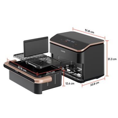 Cosori Dual Blaze Twinfry Chef Edition Double 10 L Autonome 2800 W Friteuse d'air chaud Gris foncé, Or rose