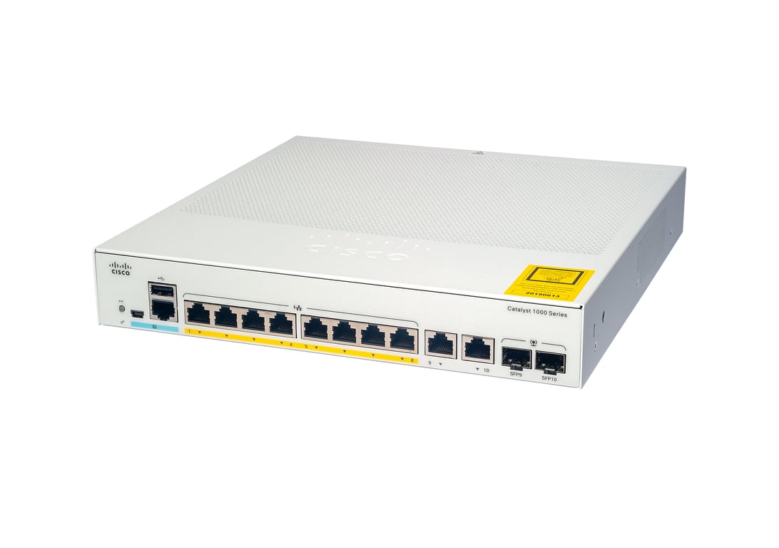 Cisco Catalyst C1000-8P-E-2G-L commutateur réseau Géré L2 Gigabit Ethernet (10/100/1000) Connexion Ethernet, supportant l'alimentation via ce port (PoE) Gris - Neuf