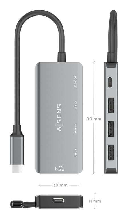 AISENS A109 0945 station d'accueil Avec fil USB 3.2 Gen 1 3.1 Gen 1 Type C Neuf - vue 3