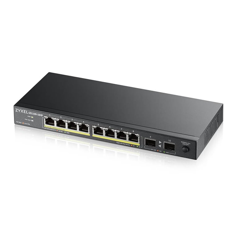 Zyxel GS1100 10HP v2 Non géré Gigabit Ethernet 101001000 Connexion Ethernet supportant 'alimentation via ce port PoE Neuf