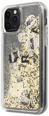 Custodia Karl Lagerfeld Bling Bling con charms fluttuanti per Apple iPhone 11 Pro, oro
