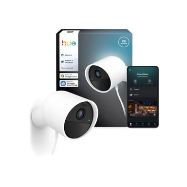 Caméra connectée Philips Hue Outdoor filaire 2K blanche