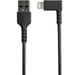 StarTech.com Cable Resistente USB-A a Lightning de 1 m - Negro -Acodado en un Ángulo de 90° a la Derecha - Cable de Carga y Sincronización USB Tipo A