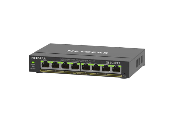 NETGEAR GS308EPP Gestionado L2/L3 Gigabit Ethernet (10/100/1000) Energía sobre Ethernet (PoE) Negro