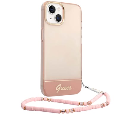 Coque pour Apple iPhone 14 Plus Colors avec lanière perlée Rose