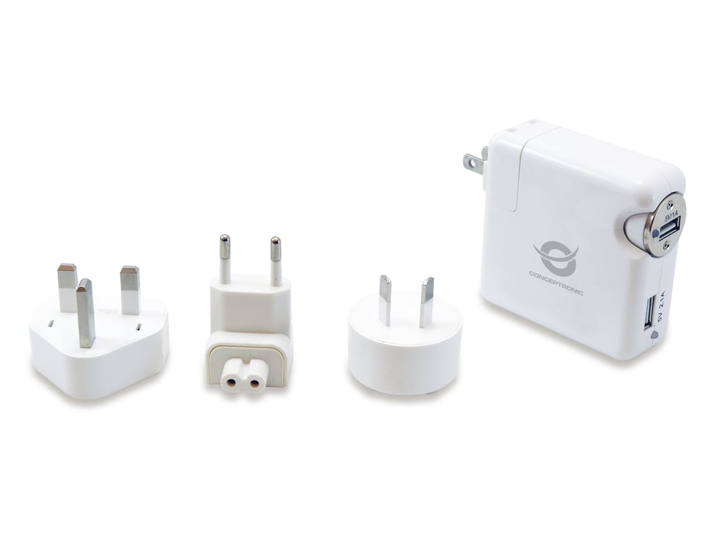 Conceptronic CUSBCHARKIT cargador de dispositivo móvil Cámara digital, Portátil, PDA, Smartphone, Tableta Blanco Corriente alterna, Encendedor de ciga - Nuevo