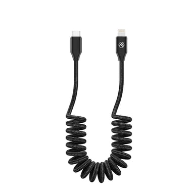 Câble de données extensible Tellur USB-C vers Lightning, PD27W, jusqu'à 1,8 m, noir