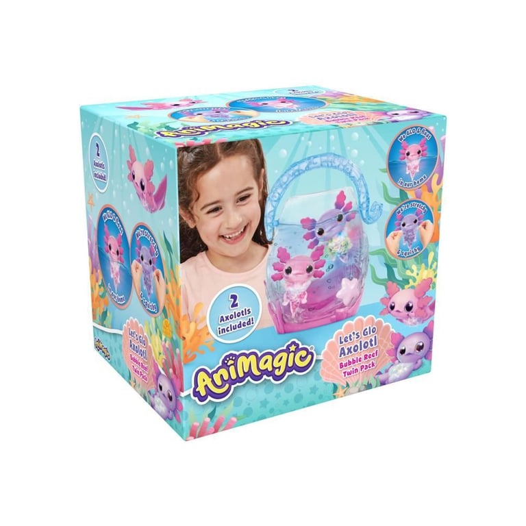 Animagic - GOLIATH - Pack double Axolotl - Aquarium a bulles - Rose / Violet - Des 4 ans - Neuf