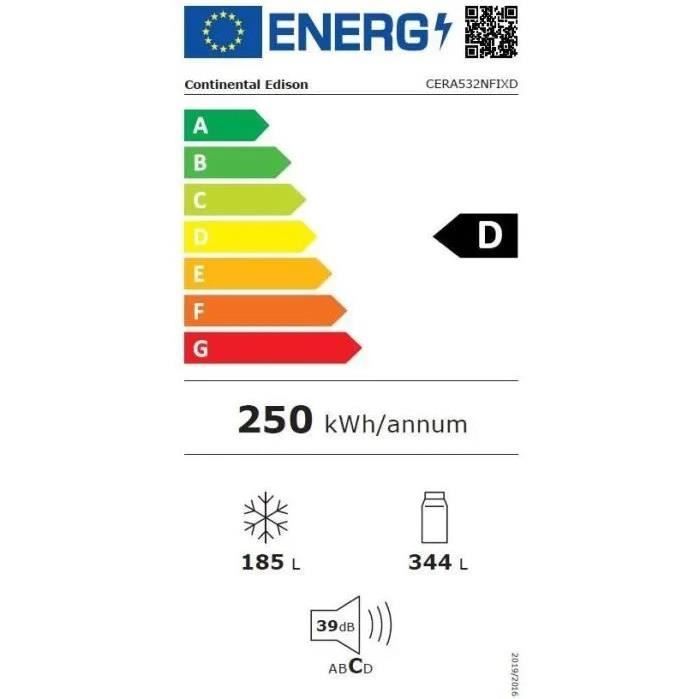 Réfrigérateur américain Continental Edison CERA532NFIXD 2 portes L90 cm xH177 cm Inox - vue 5