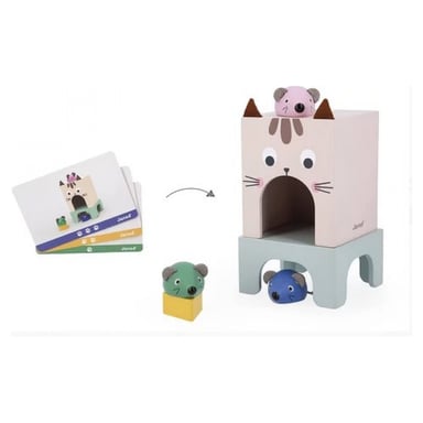 Jeu Éducatif en Bois : Chat et Souris pour Développer l'Orientation Spatiale