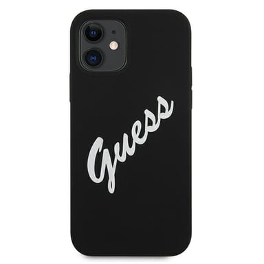 Custodia Guess per iPhone 12 mini 5,4'' in silicone nero/bianco vintage