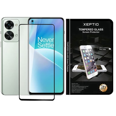Protection écran vitre en verre trempé Full cover noir pour OnePlus Nord 2T 5G / One Plus Nord 2T 5G  -  pochette XEPTIO