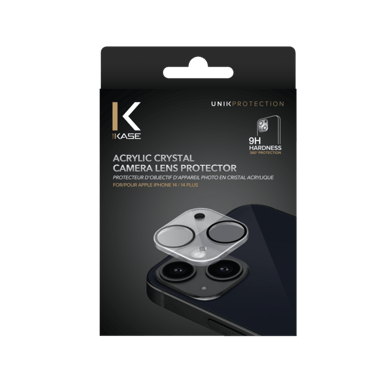 Protecteur d'objectif d'appareil photo en cristal acrylique pour Apple iPhone14/14 Plus , transparent