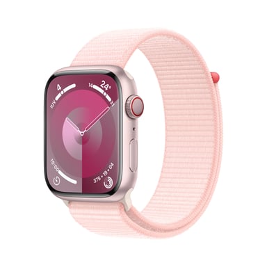 Watch Series 9 GPS + Cellulaire, boitier en aluminium de 45 mm avec boucle sport, Rose