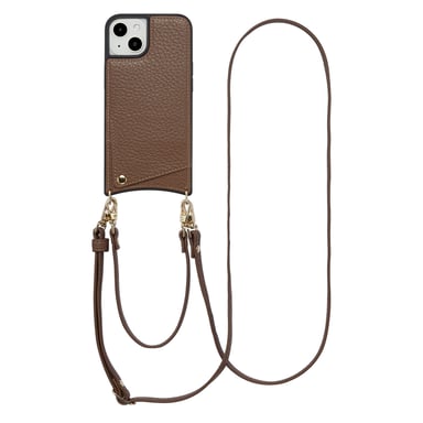 Selencia Coque de télephone Nova avec cordon et porte-cartes pour Apple iPhone 14 / 13 - Mocha Brown