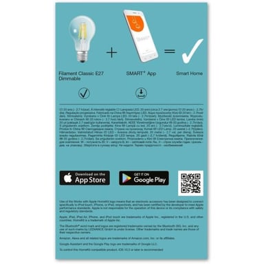 LEDVANCE Smart+ Bluetooth Filo standard 60W E27 Potenza variabile Lampadina